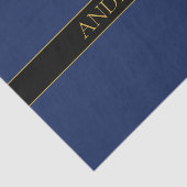 Marine Blauw & Goud Naam Achternaam of Bedrijf Tissuepapier (Detail)