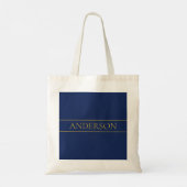 Marine Blauw & Goud Naam Achternaam of Bedrijf Tote Bag (Achterkant)