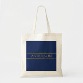 Marine Blauw & Goud Naam Achternaam of Bedrijf Tote Bag (Voorkant)