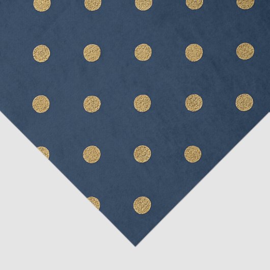 Marine Blauw & Goud Polka Dot Luxe Tissuepapier (Detail)