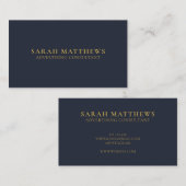 Marine Blauw Goud Professioneel Modern Minimalist Visitekaartje (Voorkant / Achterkant)