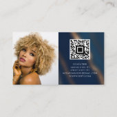 Marine Blauw Goud QR Code Schoonheid Elegante Luxe Visitekaartje (Achterkant)
