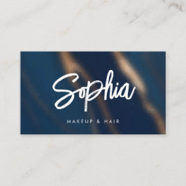 Marine Blauw Goud QR Code Schoonheid Elegante Luxe Visitekaartje