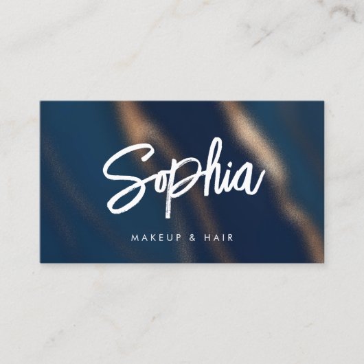 Marine Blauw Goud QR Code Schoonheid Elegante Luxe Visitekaartje (Voorkant)