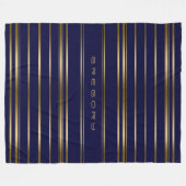 Marine blauw & goud strepen patroon fleece deken (Voorkant (Horizontaal))