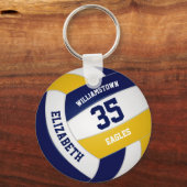 Marine Blauw Goud Team Kleuren Meisjes Jongens Vol Sleutelhanger (Achterkant)