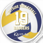 Marine Blauw Goud Team Kleuren Volleybalspeler Sticker (Voorkant)