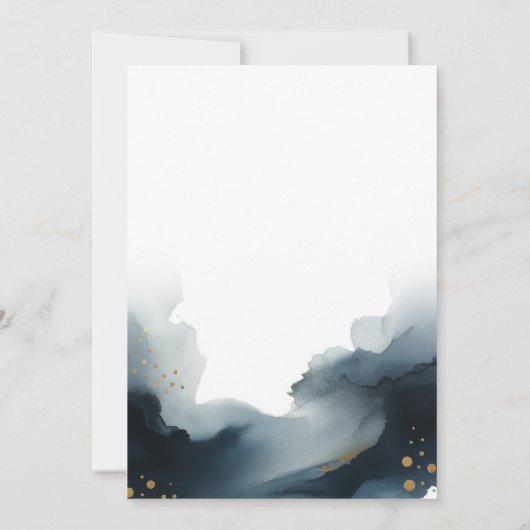 Marine Blauw & Goud Vis Strand Bruiloft Kaart (Achterkant)