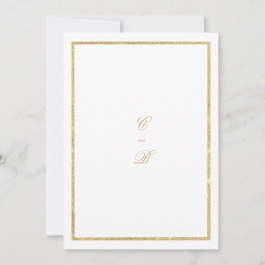 Marine blauw goud wit kant trouwjurk bruiloft kaart (Achterkant)