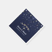 Marine Blauw Goud & Wit LIEFDE Maan & Sterren Brui Servet (Hoek)