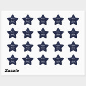 Marine Blauw Goud & Witte Sterren Bruiloft Namen & Ster Sticker (Vel)