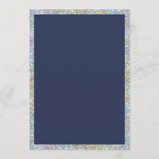 Marine blauw goud zilver holografisch bruiloft Men Menu (Achterkant)
