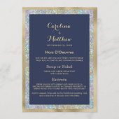 Marine blauw goud zilver holografisch bruiloft Men Menu (Voorkant)