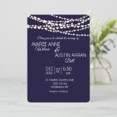 Marine Blauw Goud Zilveren Hart String Lichten Kaart (Staand voorkant)