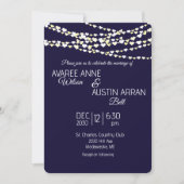 Marine Blauw Goud Zilveren Hart String Lichten Kaart (Voorkant)