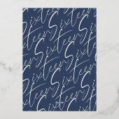 Marine Blauw & Goud Zoet Zestien Koel 16e Verjaard Folie Uitnodiging (Achterkant)
