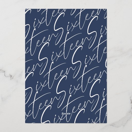 Marine Blauw & Goud Zoet Zestien Koel 16e Verjaard Folie Uitnodiging (Achterkant)