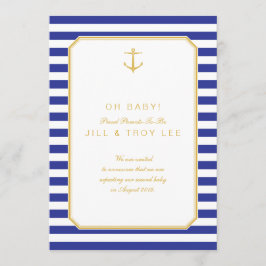 Marine blauw & goud zwangerschapsaankondiging aankondiging