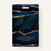 Marine Blauw Gouden Agaat Professionele ID Badge (Achterkant)