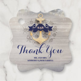 Marine Blauw Gouden Anker Nautisch Dank u Bedankjes Labels