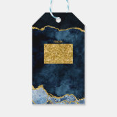 Marine Blauw Gouden Folie Agaat Bruids Display Dou Cadeaulabel (Achterkant)