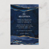 Marine Blauw Gouden Folie Agaat Geode Bruiloft Rec Informatiekaartje (Voorkant)