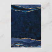 Marine Blauw Gouden Folie Agaat Geode Bruiloft Rec Informatiekaartje (Achterkant)