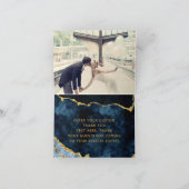 Marine Blauw & Gouden Folie Agaat Marmer Dank u Fo Bedankkaart (Binnen)