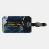 Marine Blauw & Gouden Folie Agaat Moeder van de Gr Bagagelabel (Achterkant horizontaal)