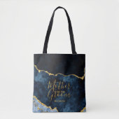 Marine Blauw & Gouden Folie Agaat Moeder van de Gr Tote Bag (Voorkant)
