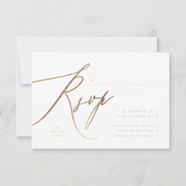 Marine Blauw & Gouden Folie Kalligrafie Bruiloft RSVP Kaartje