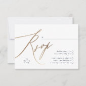 Marine Blauw & Gouden Folie Kalligrafie Bruiloft RSVP Kaartje (Voorkant)