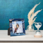 Marine Blauw Gouden Glitter Agaat Elegante Naam Fo Fotoplaat (Insitu)