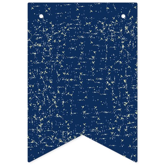 Marine Blauw Gouden Glitter Onze Trouwdag Vlaggetjes (Eerste vlag)