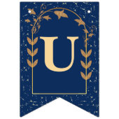 Marine Blauw Gouden Glitter Onze Trouwdag Vlaggetjes (Derde vlag)