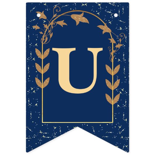 Marine Blauw Gouden Glitter Onze Trouwdag Vlaggetjes (Derde vlag)