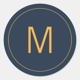 Marine Blauw & Gouden Monogram Zegel
