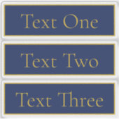 Marine Blauw & Gouden Naam Duidelijk Transparant Sticker (Voorkant)