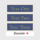 Marine Blauw & Gouden Naam Duidelijk Transparant Sticker (Vel)