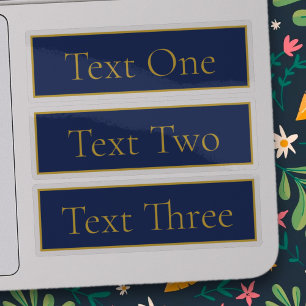 Marine Blauw & Gouden Naam Duidelijk Transparant Sticker