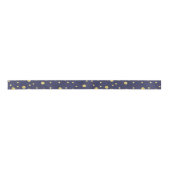 Marine Blauw Gouden Polka Dots Party Satijn Lint (Voorkant)