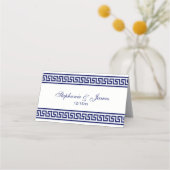 Marine Blauw Griekse Key Meander Border #1A Plaatskaartje (Voorkant)