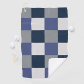 Marine Blauw Grijs Wit Checkerboard Controleer Pat Golfhanddoek (Insitu)