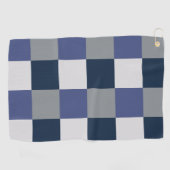 Marine Blauw Grijs Wit Checkerboard Controleer Pat Golfhanddoek (Horizontaal)