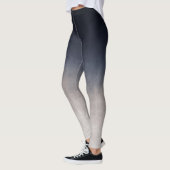 Marine Blauw Grijs Wit gradiënt rustieke ombre Leggings (Links)