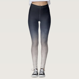 Marine Blauw Grijs Wit gradiënt rustieke ombre Leggings
