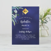 Marine blauw groen 2025 afstudeerfeest kaart (Staand voorkant)