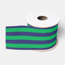 Marine blauw & groen gestreept | Willekeurige leng Grosgrain Lint