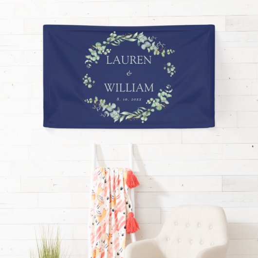 Marine Blauw Groen Groen Bruiloft Spandoek (Insitu)