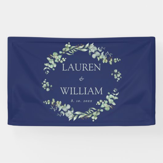 Marine Blauw Groen Groen Bruiloft Spandoek (Horizontaal)